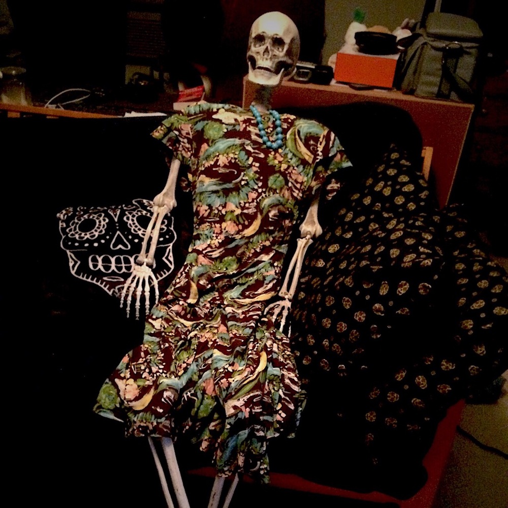 Authentic 40s Vibrant Print Peplum Dress